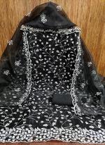 Organza Silk Black Traditional Wear Sequins Work Dress Material